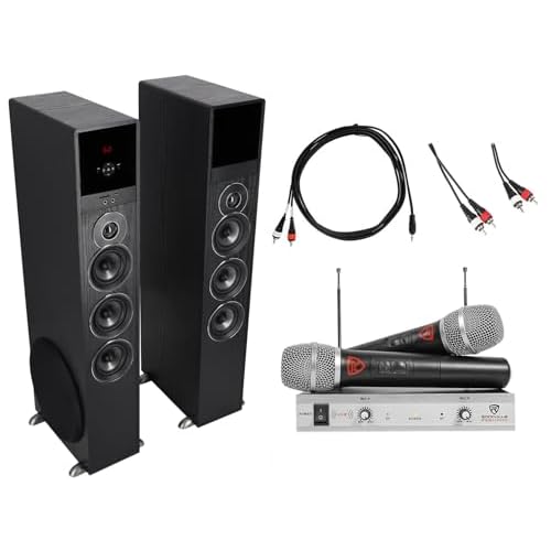 Rockville Bluetooth Home TheaterKaraoke Machine System wWireless MicsSubs
