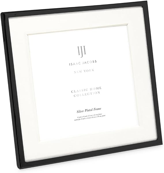 Isaac Jacobs 6x6 (Matted 4x4) Black Classic Metal Picture Frame w/Easel
