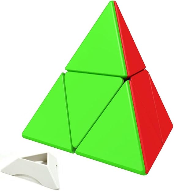 YongJun YJ 2x2 Pyraminx Triangle Twist Cube jinzita Cube Puzzle Four-axis Tetrahedron Puzzles MultiColour Stickerless + one Cube Stand