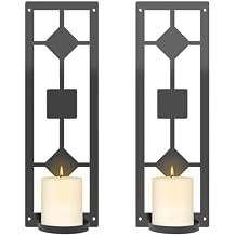 OYEFLY DIY 2 Pcs Wall Sconce Candle Holder,Metal Wall Art (Black)