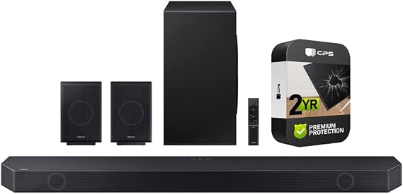 Samsung HW-Q990C 11.1.4 ch. Wireless Dolby Atmos Soundbar and Rear Speakers Bundle with 2 YR CPS Enhanced Protection Pack