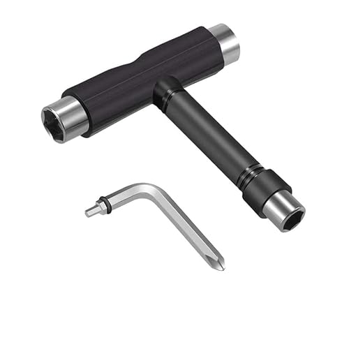 Skate Tool All-in-One, Muti-Function Portable Skateboard T Tools Accessory with T-Type Allen Key and L-Type Phillips Head Wrench Screwdriver