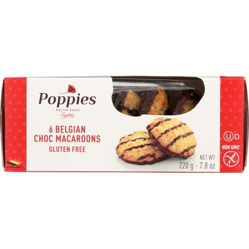 Poppies Belgium Macaroons Gluten Free Chocolate -- 6 Cookies  pack of 6 boxes