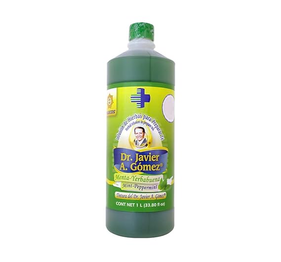 Alecos Tintura Infusion de Yerbas del Dr. Javier A. Gomez Menta Yerbabuena Frasco 1 Lt (33.80 fl oz), Green, 2.2 pounds