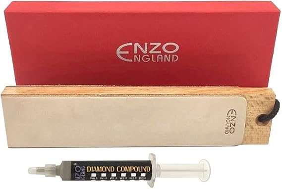 Leather Strop with Honing Compound Set Sharpening Polishing Paddle Block for Woodworking Knife Stropping | Chisel Fine Diamond Buffing Compound for Woodcarving Tools (Diamond Compound)