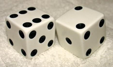 1" Huge White Opaque Dice Pair