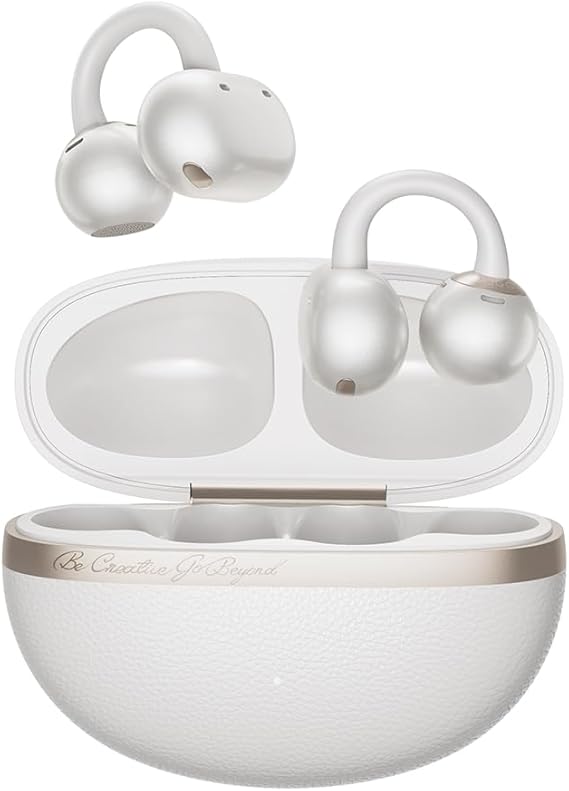QCY Crossky C50 Kulakiçi Klipsli Açık Kulak Kablosuz Bluetooth 6.0 Kulaklık, 4 Mikrofonlu Kulaklık, 35H Çalma Süresi Kulak Manşeti, Koşu/İncelik için Rahat, IPX5 Su Geçirmez, Ultra Hafif