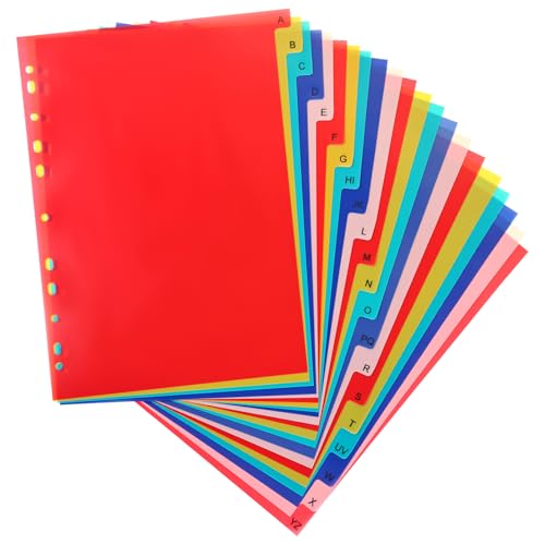 Tab A-Z Binder Dividers, Alphabet Plastic Binder Dividers with Multicolor Tabs, Letter Size 8.2 x 11.6, for 3 Ring Binders, Fits 23411 Ring Notebook 21