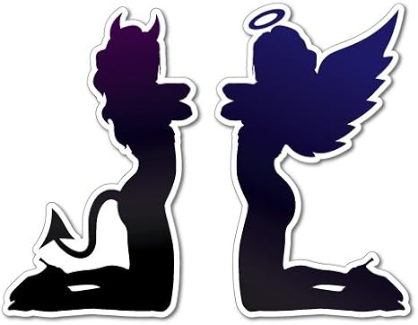 Sexy Angel and Devil Stickers Good vs Evil