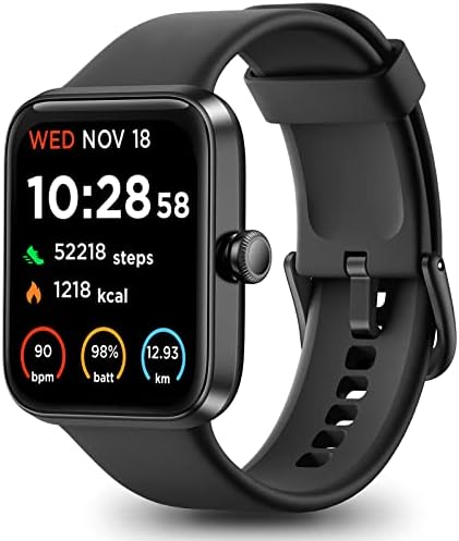 VRPEFIT Smart Watch for Men Women, 1.69 Touch Screen Fitness Tracker for Android iPhone iOS, Heart Rate Blood Oxygen Sleep Monitor 5ATM Waterproof Sedentary Reminder, Black