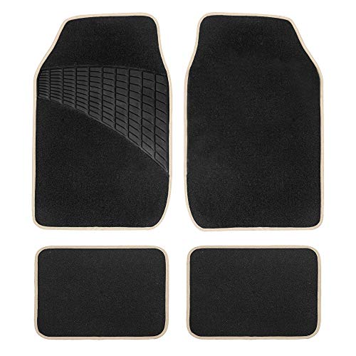 TLH Car Floor Mats - Beige Carpet Floor Mats for Cars, Universal Fit Automotive Floor Mats, All Purpose Car Floor Mats, Carpet Protector Mat for Most Sedan, Cars, SUV, and Truck Floor Mats