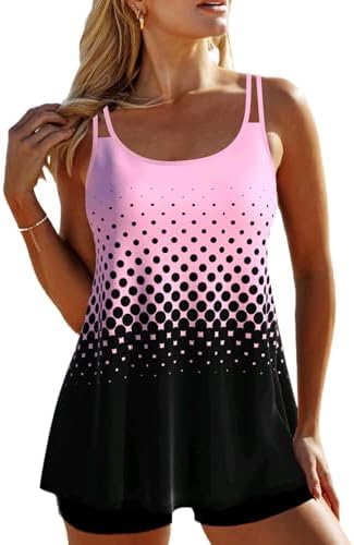 ROSEWE 2025 Tankini Swimsuits for Women, Two Piece Bathing Suits with Shorts, Modest Tank Top Swim Dress