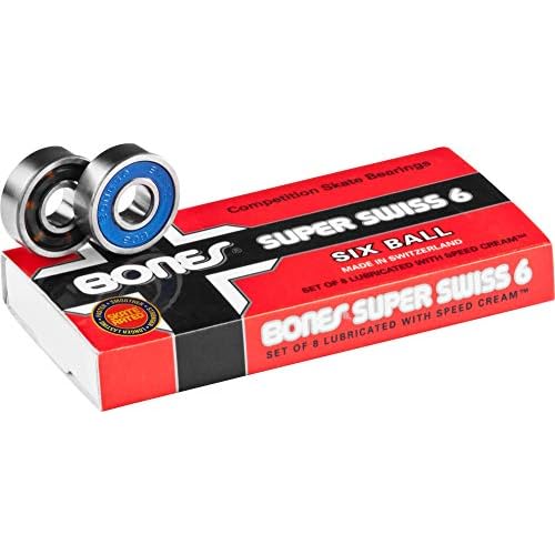 Bones Super Swiss 6 Skateboard Bearings 8 Pack