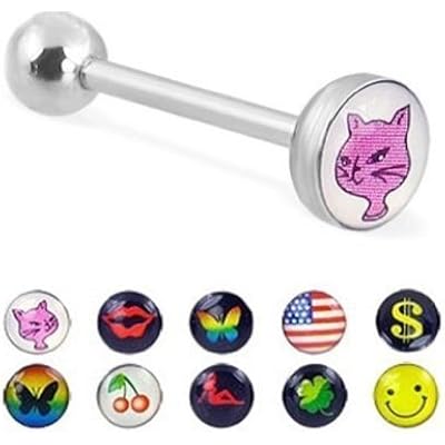 BodyJ4You 10PC Tongue Ring Logo Nipple Barbell 14 Gauge Surgical Steel Body Piercing Jewelry Lot