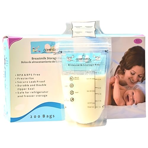 Breastmilk Storage Bags 50 Count. Ready to Use. Pre-sterilize, BPA & BPS-Free, Leak-Proof, Double-Zipper, Self-Standing, Super-Strong and Food Grade-Breast Milk Bag