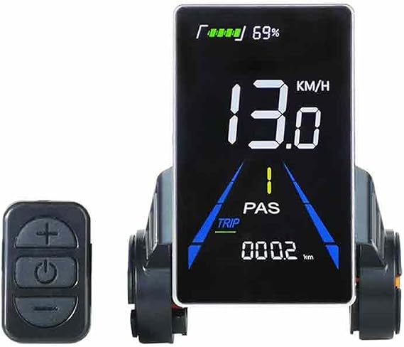 Electric Bike Display Plastic+Metal 24V-60V Waterproof LCD Display PW-M5C Electric Bike Panel Dashboard 5 Pin Waterproof Connector EBike Bicycle Meter Speedometer Odometer for Electric Scooter