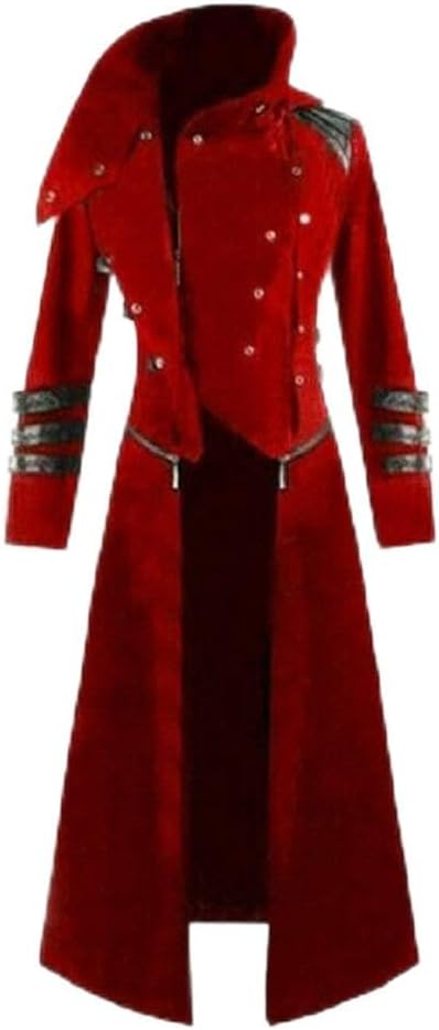 Darkrock HANDMADE HELLRAISER GOTH PUNK PINHEAD VAMPIRE JACKET HOODED TRENCH COAT BLACK/RED COAT