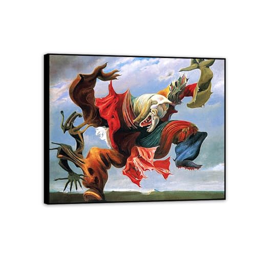 Max Erns Canvas,LAnge du foyer Pictures,Max Erns Art Print,Modern Surrealism Wall Art,Famous Painting Posters for Wall Decor48x40cm19x16in Black Framed