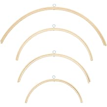 WEBEEDY 4 Sizes Mobile Hanging Frame Semicircular Wooden Mobile Hanger Frame Handmade Wind Chime Stands,Kit,Easy to Assemble Wooden Wind Bell for Home Birthday Party Decor Gift,10.2",11.8",13",14.2"