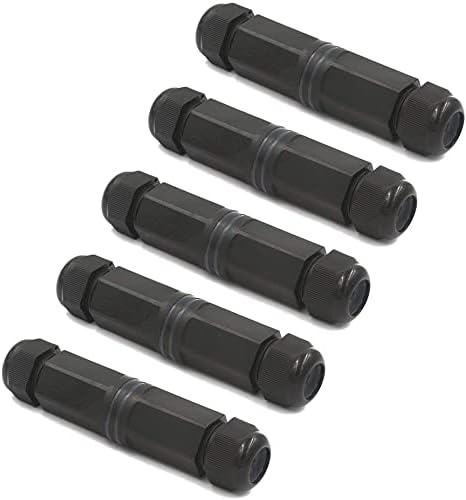 VCELINK IP68 Waterproof RJ45 Connector Shielded, Cat6/Cat5E/Cat5 Ethernet Coupler, Outdoor Ethernet LAN Cable Extender Female to Female Adapter 5-Pack, 5.3 in