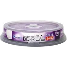 Smart Buy 40 Pack Bd-r Dl 50gb 6X Blu-ray Double Layer Recordable Disc Blank Logo Data Video Media 40-Discs Spindle