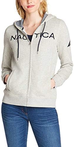 Nautica Womens Signature Logo Full Zip Hoodie Sweatshirt Jacket