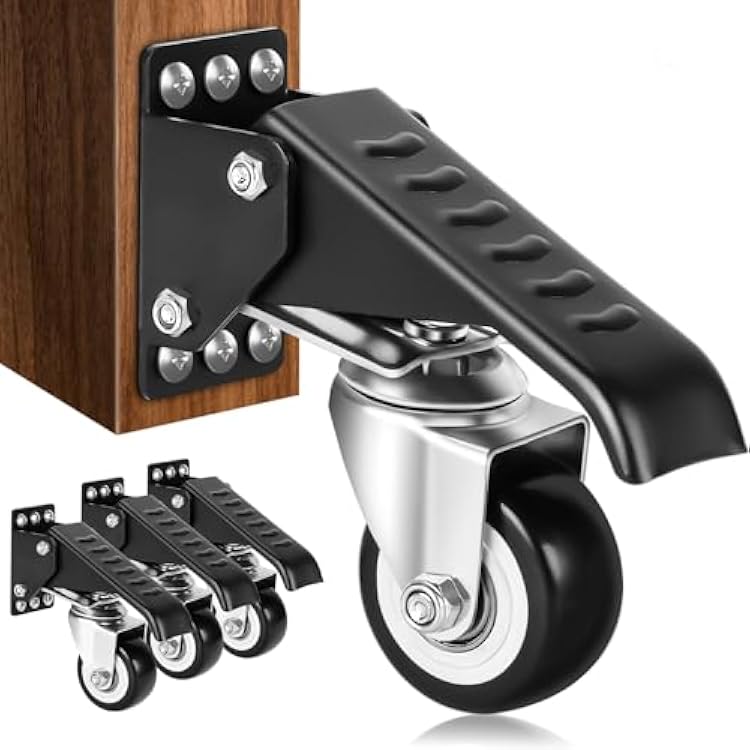 SPACECARE Retractable Workbench Casters Kit, Heavy Duty Workbenches Wheels with 800 lbs Capacity, Adjustable Workbench Casters for Workbenches, Tables, and Cabinets, Easy to Install 4 Pack