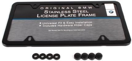 BMW License Plate Frame Stainless Steel Black Slimline