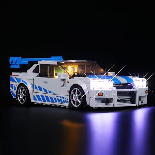 LED Lighting Kit for Lego Speed Champions 2 Fast 2 Furious Nissan Skyline GT-R R34,Creative Light for Lego 76917 Race Car Toy, A Idea Gift for Kids or Fans Lights Only, No Lego Models