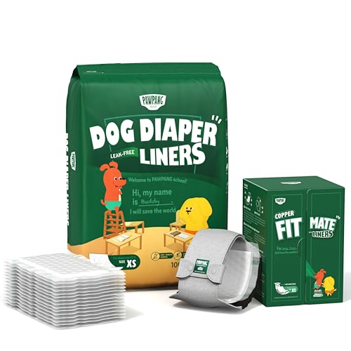 PAWPANG Male Dog Diaper Bundle - XSmall Size | Reusable Belly Band & 115pcs Disposable Dog Diaper Liners | Ideal for Marking, Incontinence & Senior Dogs