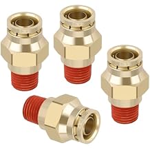 1/2" Quick Push to Connect Fittings Brass Union Straight Joint DOT Approved 1/2" Tube OD x 1/4" NPT Thread Air Line Adapter Air Suspension Kit for Truck Trailers and Air Brake System 4pcs