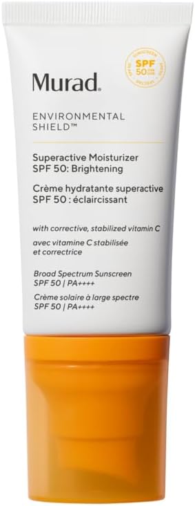 Murad Superactive Brightening Moisturizer SPF 50, Vitamin C Packed Hydrating Ulta Sheer Facial Sunscreen with Lipid-boosting Technology for Preventative Aging Protection from UVA/UVB (1.7 Fl Oz)