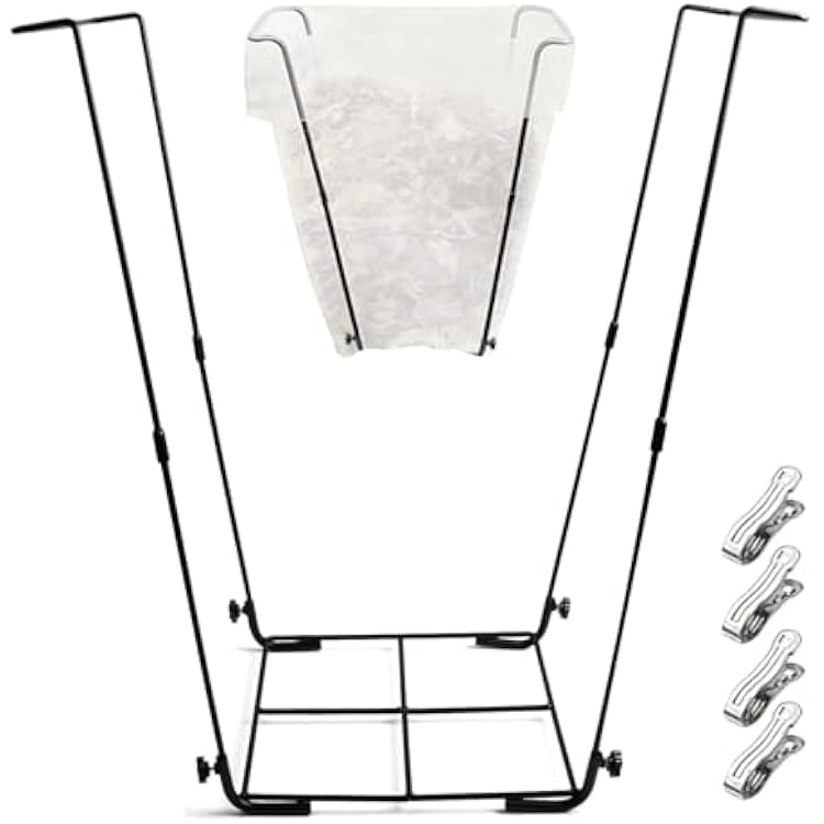 Garden Trash Bag Holder - Outdoor Leaf Bag Holder Support Stand Multi-Use Metal Garbage Bag Frame Holds 30-45 Gallons Bag for Yard Work Camping Leaves Gardening Parties Weeding