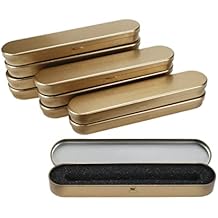Pencil Boxes10 Pcs, 7 Inch Length Gold Tone Iron Cases with Sponge Pad for Pens, Ballpoint Pen Storage Box with Empty Bulk Case Collection Set