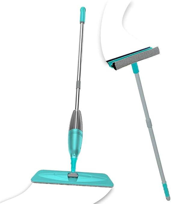 Pony SÜper 2 Lİ Sprey Mop + Teleskopİk Sapli Cam SİleceĞİ YeŞİl Paspas Temİzlİk Setİ