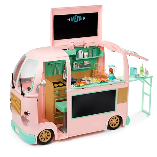 Our Generation 50 Realistic Accessories Chalkboard Menu Boards Cooking Areas with Oven & Grill Kids Ages 3 Years Old  On the Move Food Truck