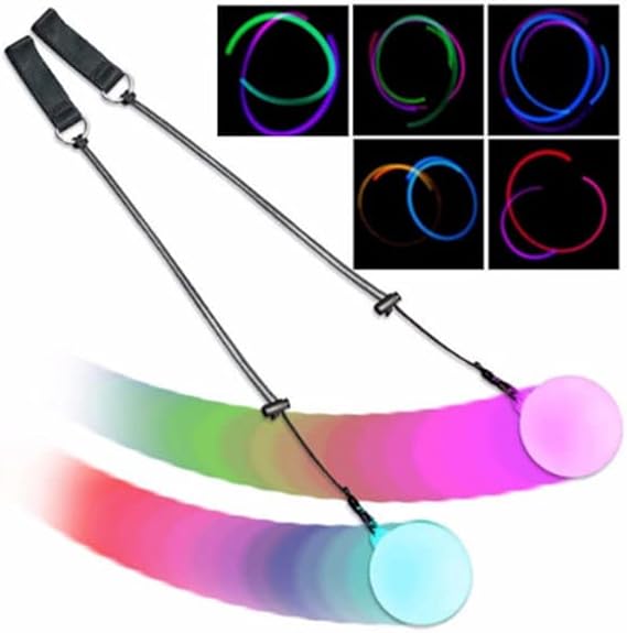 LED Poi Ball 2pcs/4pcs Soft Glow Ball 7 Colors Toy Juggling Throw Ball Adjustable Rope LED Glow Toy Spinning Dance Accessories Light Show Music Festival Decoration Beginner Pro 4pcs