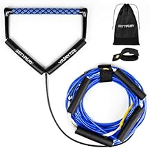 75FT No Stretch Dyneema Wakeboard Rope and Handle, 4 Sections Floating Wakeboard Tow Rope Water Ski Ropes for Wakeboarding, Waterskiing, Kneeboarding and Wakesurfing