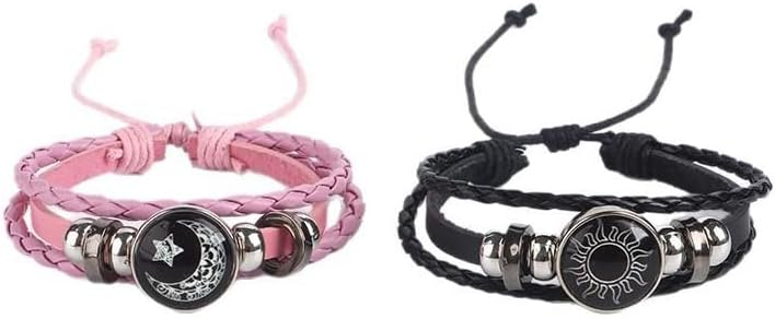 Leather Bracelets with Sun and Moon for Couples Couple Bracelets for Friendship Relationship Promise Best Friends Best Friends Couples Jewelry Matching Gifts