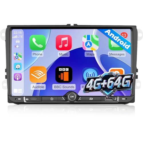 4G64G 9 inch Screen for VW Jetta Passat Radio - Android Touch Screen Volkswagen Car Stereo with CarplayAndroid AutoSWCBluetooth 5.0WiFi32 EQ Audio