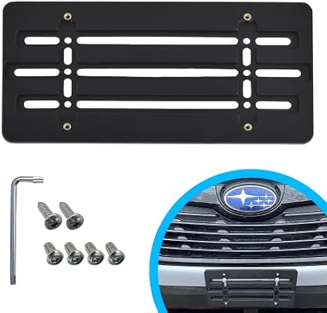 Front Bumper License Plate Bracket for Subaru 2000-2026, Plate Holder Set w 6 Unique Screw Bolts & Wrench Kit, License Tag Mounting Kit, Quality Plate Holders, Premium Car & Truck Accessories