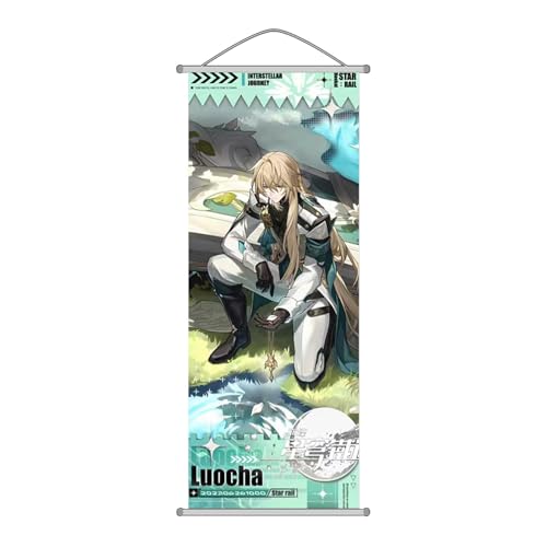 Honkai: Star Rail Impact Poster Game Hanging Wall Art Artistic Canvas Genshin Character Posters with Rods for Living Room Bedroom Decor27.5 inch x 10 inch LuoCha