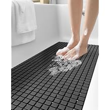 DEXI Bathtub Mat Non Slip, Extra Long 39x16, Suction Cups, Drain Holes, Machine Washable for Tub Shower Floor, Black