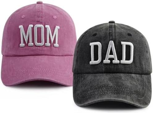Mom and Dad Hats for Men Women, Funny Adjustable Cotton 3D Embroidered Mama Papa Baseball Cap
