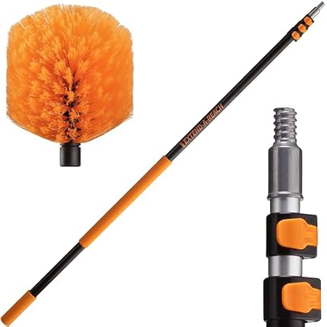 5-13 ft Cobweb Duster with Extension Pole // 20 Foot High Reach Spider Web Cleaner Cobweb Brush for Outdoor & Indoor Web Cleaning // Lightweight & Sturdy Telescopic Pole // The Ultimate Dusting Kit