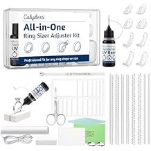 Ring Sizers for Loose Rings, Calyders Ring Adjuster Ring Guards for Women Loose Rings - Invisible Ring Size Adjuster Kit with UV Resin, UV Lamp, Silicone Spirals & Clips, Fits Any Rings