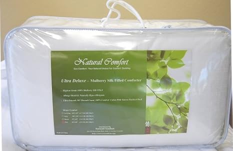 Natural Comfort Ultra Deluxe 100-Percent Natural Mulberry Silk Filled Dobby White Comforter for Winter, Twin