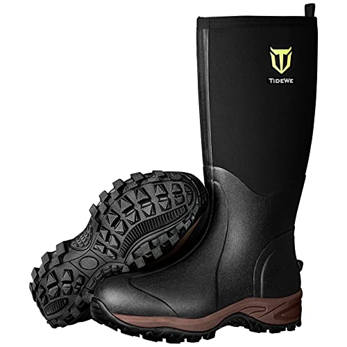 TIDEWE Rubber Neoprene Boots Men And Women, Waterproof Sturdy 6mm Neoprene Boot, Rain Boot Hunting Boot Arctic Outdoor BootBlack, Brown & Next Camo G2