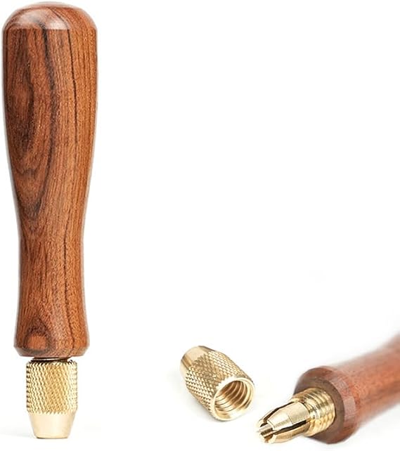 Toolcool Wood File Handle Wooden Handles with Brass Collet Chuck for Small Files with a Tang Diameter of 2.5MM-3MM