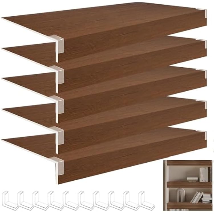5Pcs Wire Rack Covers for Pantry,17x9x3 in for Pantry - pvc Imitation Wood-Look Smooth Surface,Closet,Bathroom,Waterproof Scratch Resistant Easy Install,Shelf Covers for Wire Shelving Walnut color